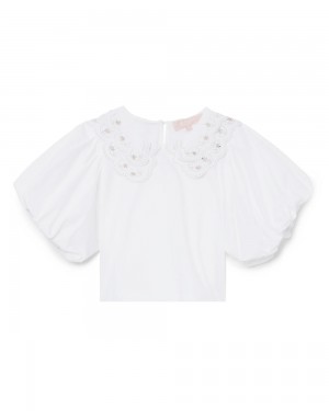 Blusa Bape Beaded collar Mujer Blancos | 913-GXLROD