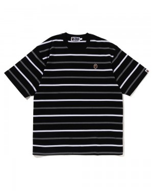 Camiseta Bape Ape Head One Point Stripe Hombre Negros | 371-YPGUAM