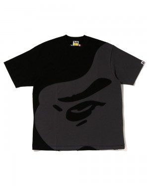 Camiseta Bape Ape Head Patch Oversized Hombre Negros | 831-UCIAKN