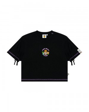 Camiseta Bape Baby Milo cropped fit Mujer Negros | 014-UBMIKO