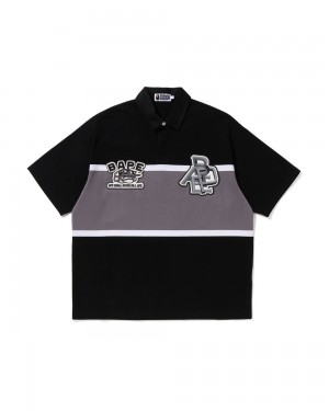 Camiseta Bape Blocking Oversized Rugby Polo Hombre Negros | 309-YSQNUP