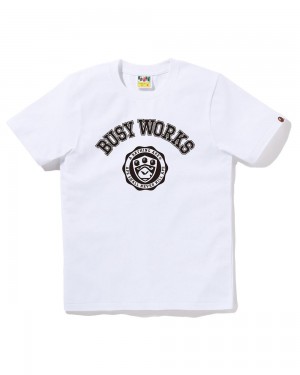 Camiseta Bape Busy Works Mujer Blancos | 106-ECMDBJ