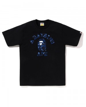 Camiseta Bape College Hombre Negros | 932-OMVPGB