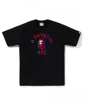 Camiseta Bape Crazy College Hombre Negros | 052-GKIJRH