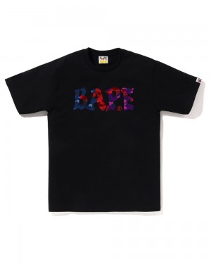 Camiseta Bape Crazy Logo Hombre Negros | 031-QOZXRA