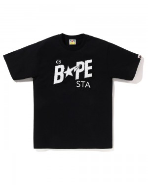 Camiseta Bape Crystal Stone STA Logo Hombre Negros | 835-YGFTOK