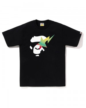 Camiseta Bape Gradation On Ape Face STA Hombre Negros | 924-TKQPFE