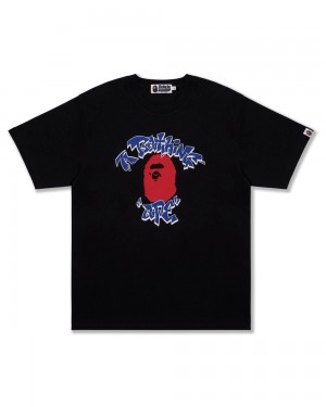 Camiseta Bape Graffiti College Hombre Negros | 563-TVBYIG