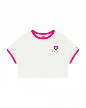 Camiseta Bape Heart cropped Mujer Blancos | 509-XTAMDV