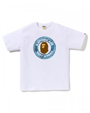 Camiseta Bape Honeycomb Busy Works Hombre Blancos | 635-TZREQX