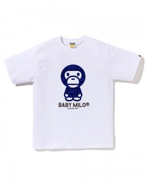 Camiseta Bape Logo Monogram Baby Milo Hombre Blancos | 524-LRBAEU