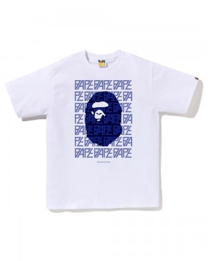 Camiseta Bape Logo Monogram Hombre Blancos | 813-YEAGHO