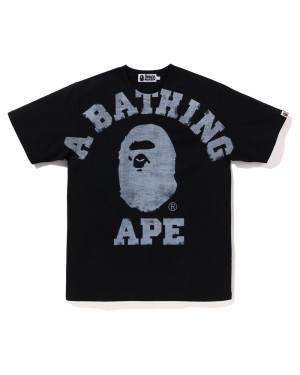 Camiseta Bape Overprinted College Hombre Negros | 347-URVWIS