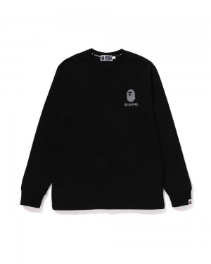 Camiseta Bape Reflective Print L/S Hombre Negros | 156-ATPWOH