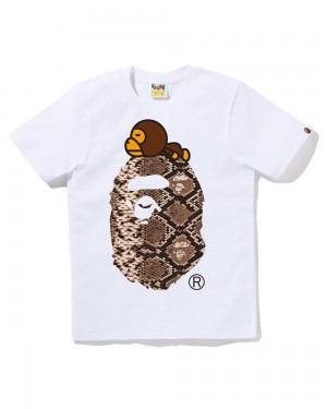 Camiseta Bape Snake Milo On Big Ape Mujer Blancos | 136-HBODWN