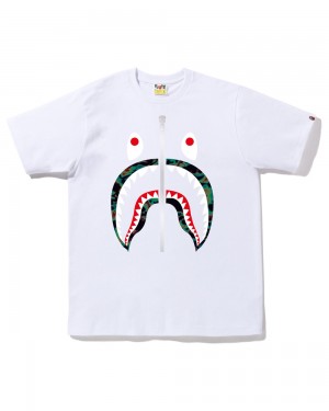 Camiseta Bape Thermography Shark Hombre Blancos | 236-GBOJDS