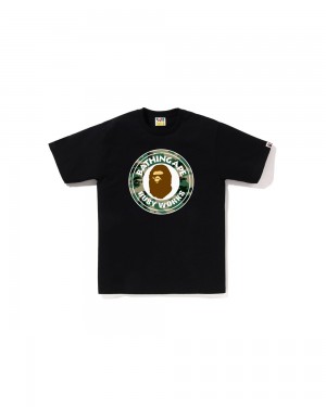 Camiseta Bape Woodland and College Hombre Negros | 681-FSHXNG