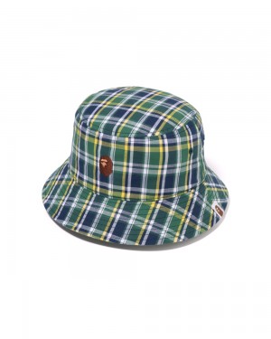 Sombreros Bape Mini Check Bucket Hombre Verdes Claro | 564-BCWLSE