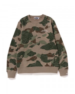 Sudadera Bape Layered Line Crewneck Hombre Grises Marrom | 271-RVKFXT