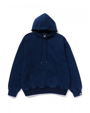 Sudadera Bape Logo Ribbing Pullover Hoodie Hombre Azul Marino Azules | 069-IAFOMR