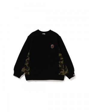 Tops Bape 1st Panel Ape Head One Point Crewneck Niños Negros | 361-XDQLSI