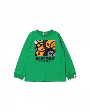 Tops Bape All Baby Milo Mix L/S Niños Verde Menta | 871-BANZLS