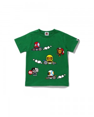 Tops Bape Baby Milo Carreras #7 Niños Verdes | 529-NBSADK