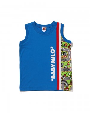 Tops Bape Baby Milo Carreras Tank Niños Azules | 463-MYBSLN