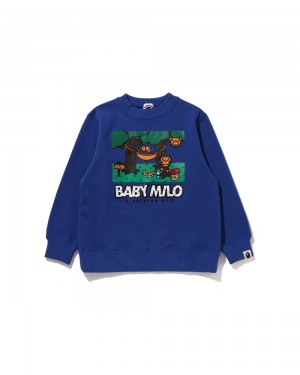 Tops Bape Baby Milo Hammock Crewneck Niños Azules | 106-KALEPT