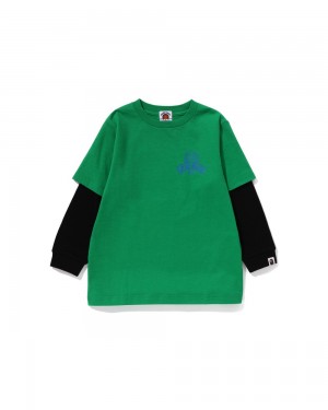 Tops Bape Baby Milo Layered L/S Niños Verdes | 904-QZCFSA