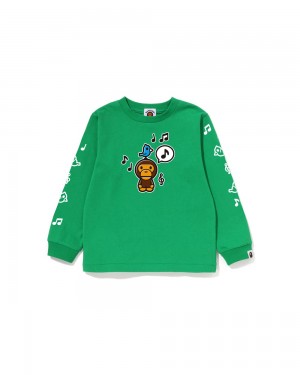 Tops Bape Baby Milo Speech Balloon L/S #2 Niños Verde Menta | 275-ZTGPAF