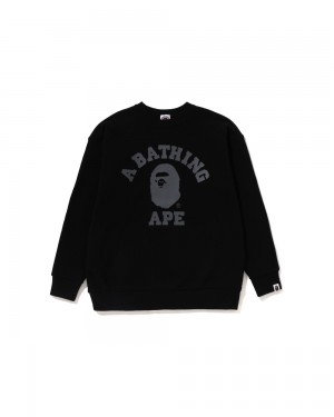 Tops Bape College Crewneck Jr Niños Negros | 753-XLJYWI