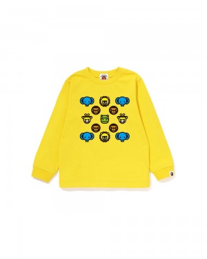 Tops Bape Milogram L/S Niños Amarillos | 478-WTIGPM