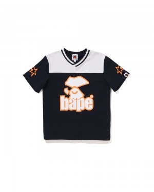 Tops Bape Moonface Football Niños Azul Marino Azules | 314-HDKJVE