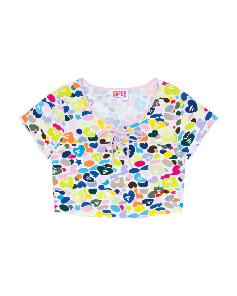 Blusa Bape Encaje-up cropped Mujer Multicolor | 390-OMIGVK