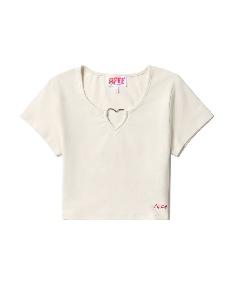 Blusa Bape Heart-shaped metal ring Mujer Creme | 245-PDUWEQ