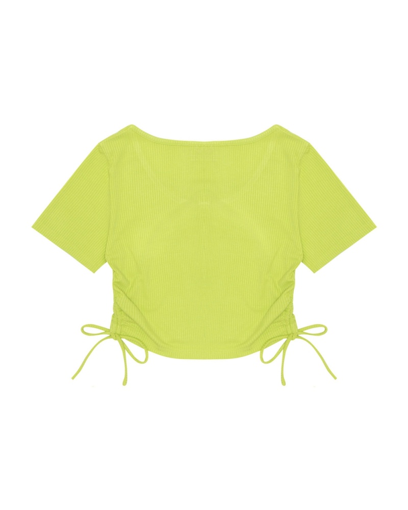 Blusa Bape Logo drawstring cropped Mujer Verdes Claro | 152-PAZNDK