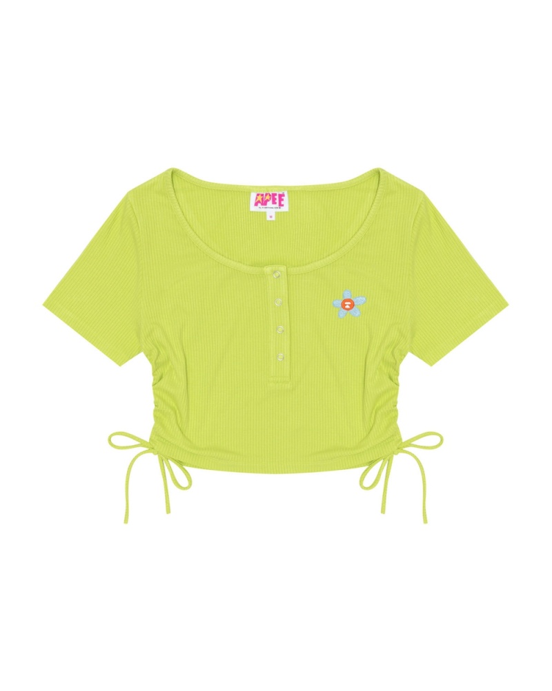 Blusa Bape Logo drawstring cropped Mujer Verdes Claro | 152-PAZNDK