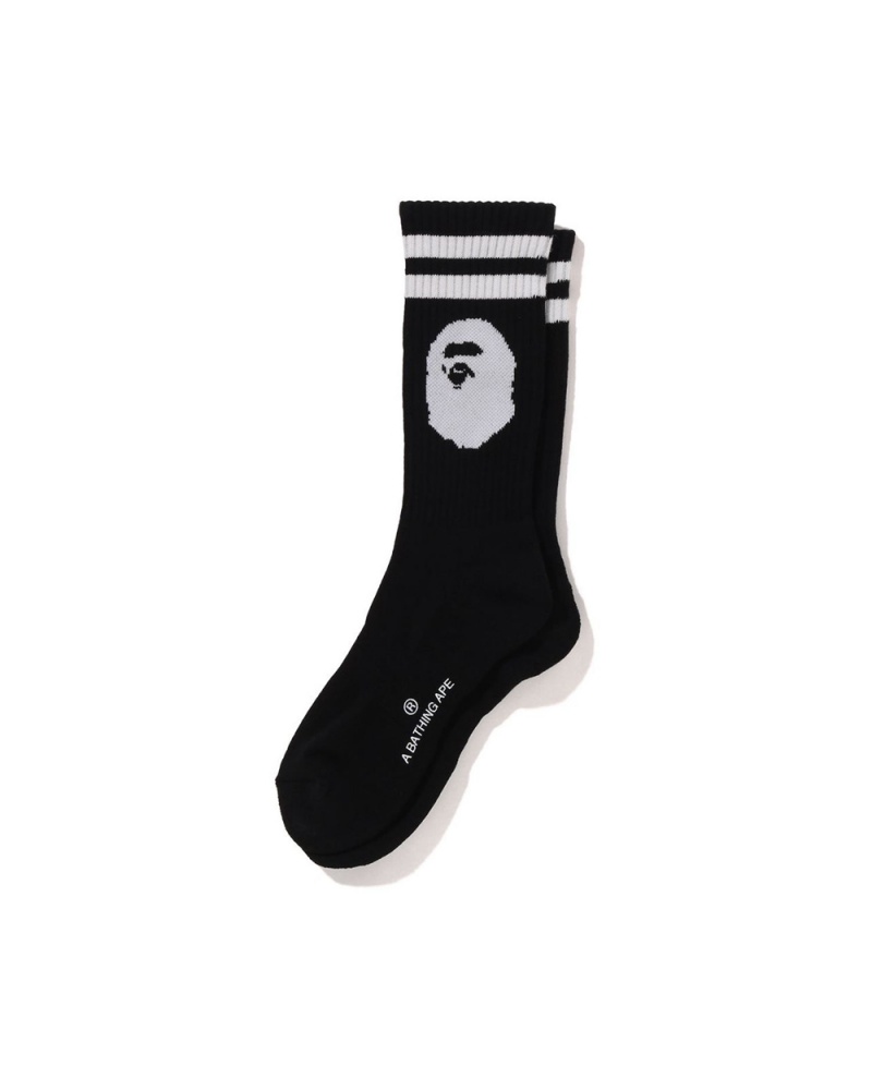 Calcetines Bape Ape Head Line Hombre Negros | 560-VNMIGT