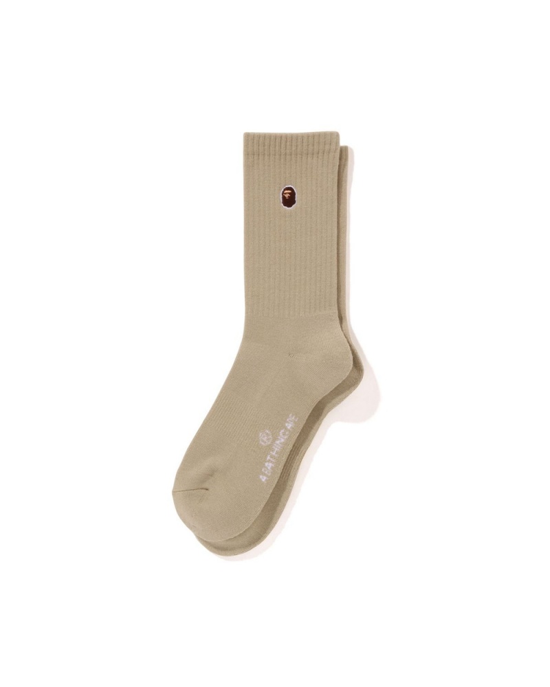 Calcetines Bape Ape Head One Point Hombre Beige | 596-QSONIM