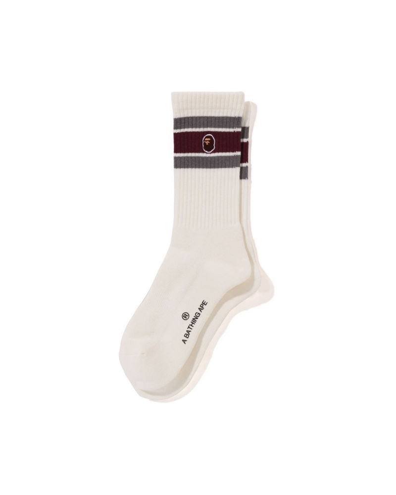 Calcetines Bape Ape Head One Point Line Mujer Vino | 629-UMRDVB