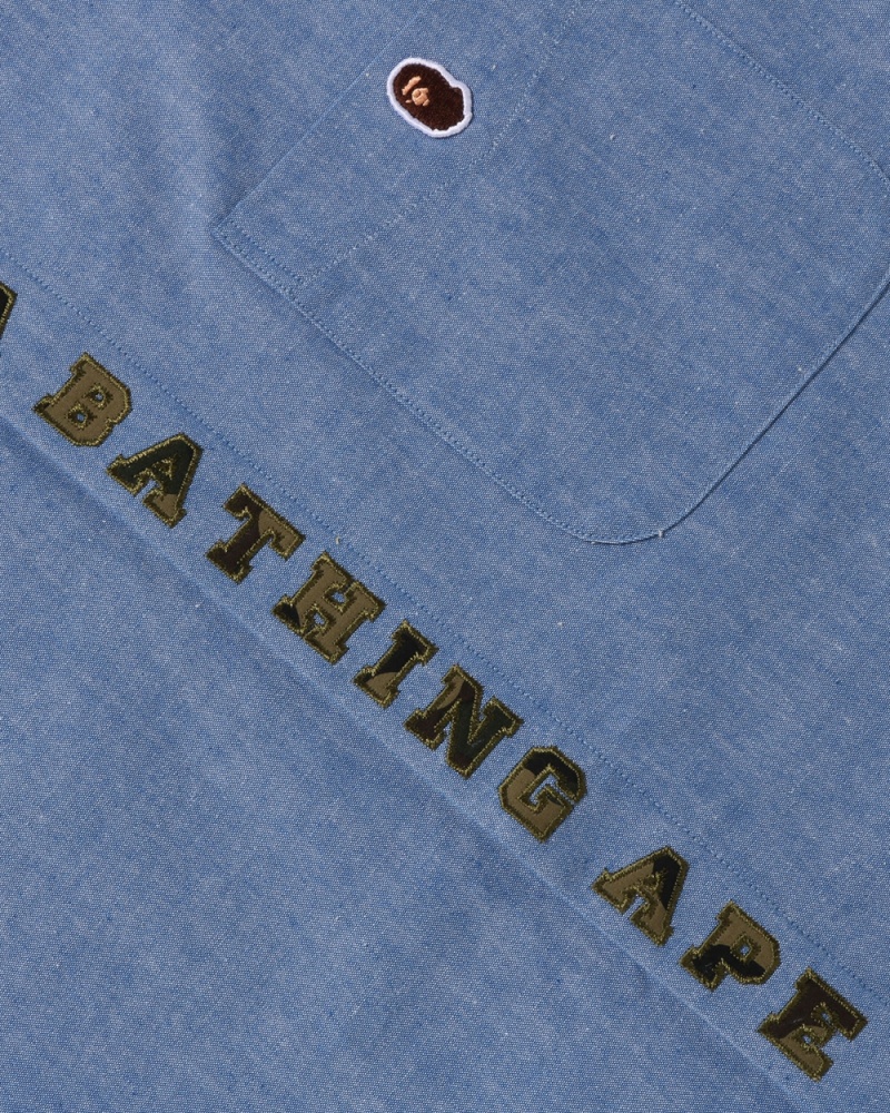 Camisas Bape A Bathing Ape Applique BD Loose Fit Hombre Azules | 132-OWRKFC