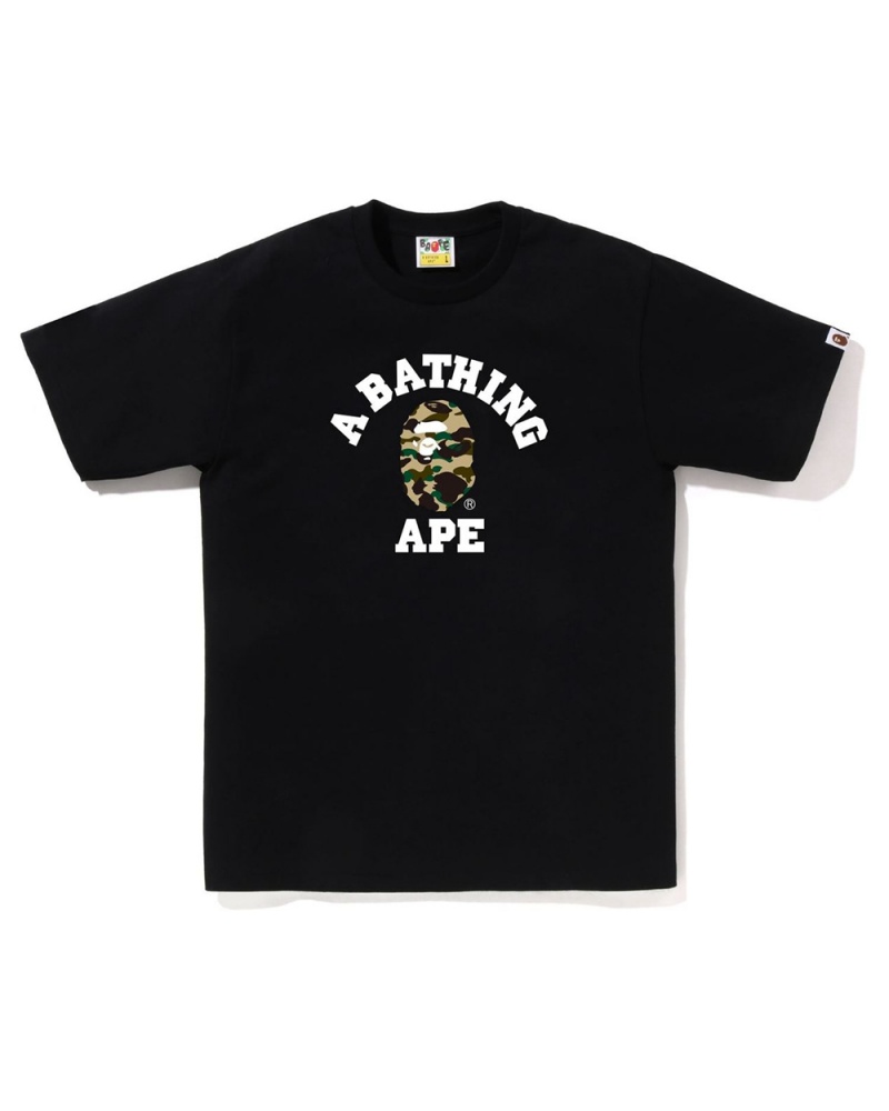 Camiseta Bape 1st College Hombre Negros | 761-ZMBVAS