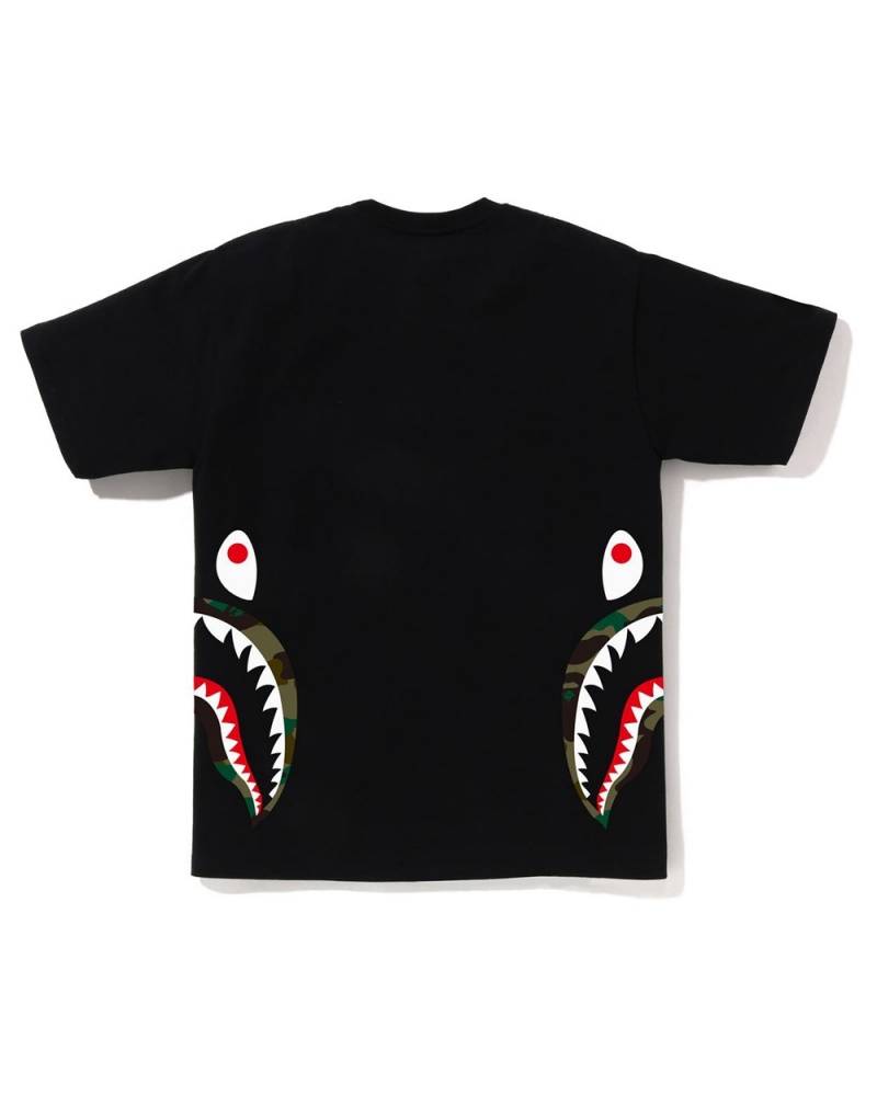 Camiseta Bape 1st Side Shark Hombre Negros | 310-BRVOHC