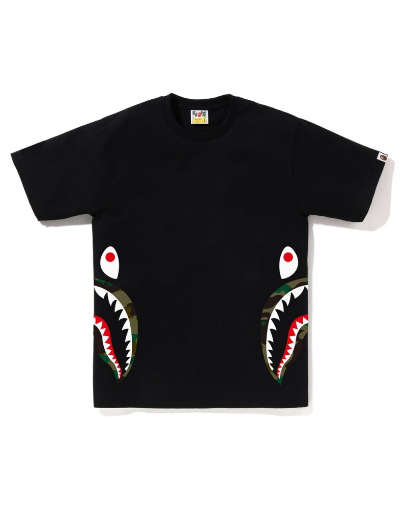 Camiseta Bape 1st Side Shark Hombre Negros | 310-BRVOHC