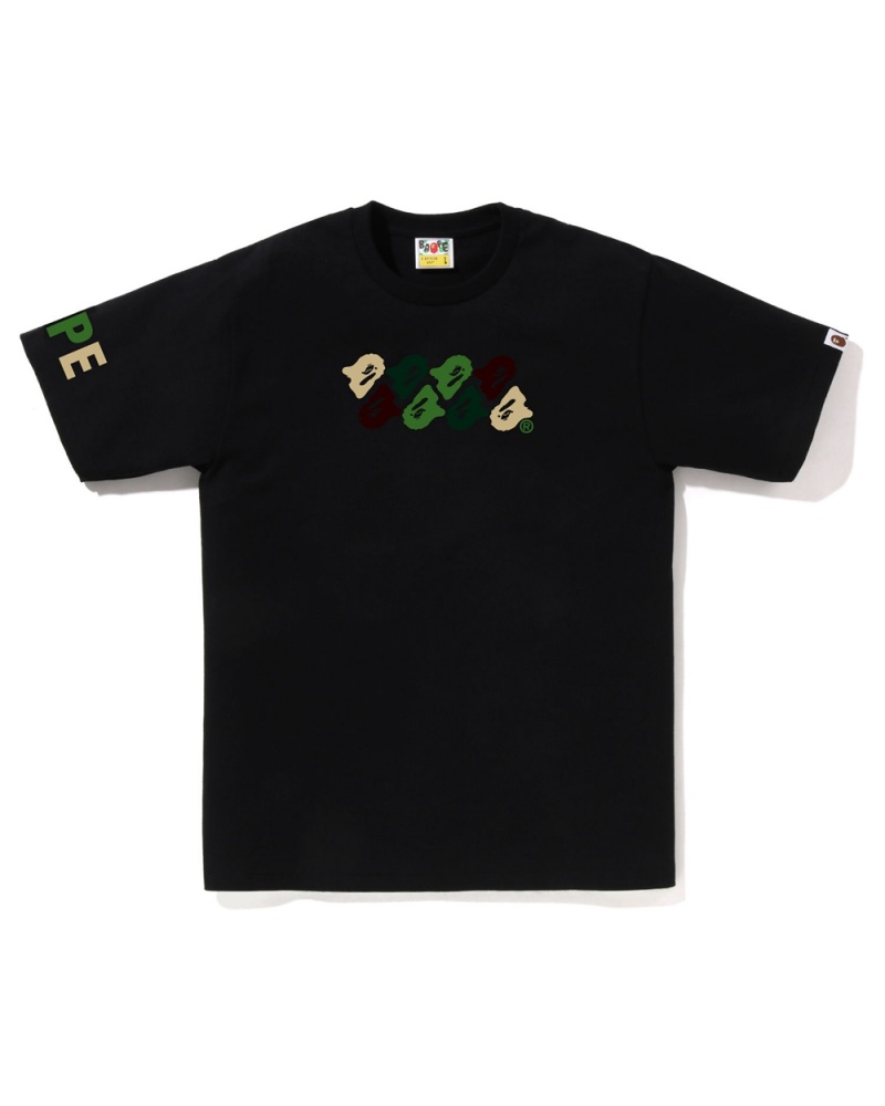 Camiseta Bape ABC Hombre Negros | 837-TPKHEA