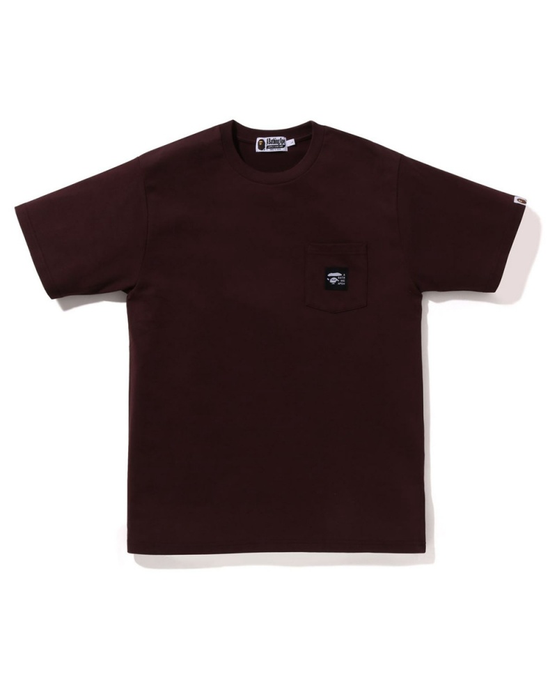 Camiseta Bape A Bathing Ape Label Pocket Hombre Vino | 602-GEOYUZ