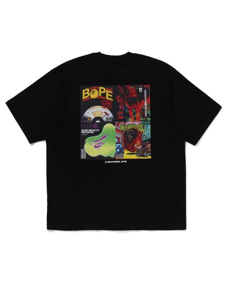 Camiseta Bape Album Monogram Hombre Negros | 138-INDCPK