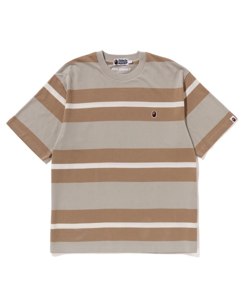 Camiseta Bape Ape Head One Point Hoop Hombre Beige | 815-GFCLUM