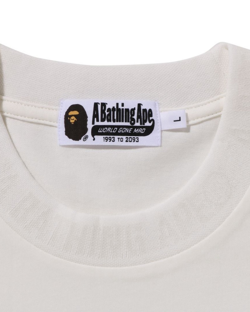 Camiseta Bape Ape Head One Point L/S Hombre Creme | 876-NFZQJU